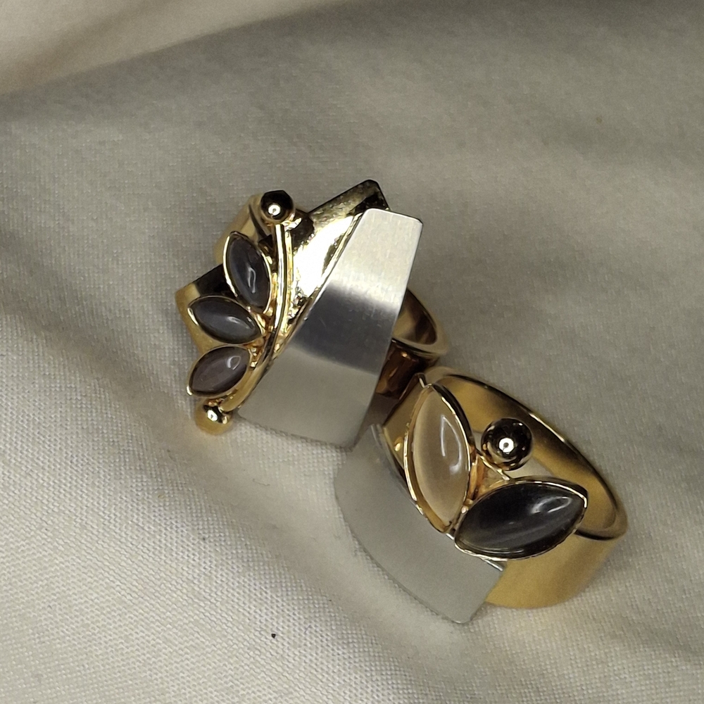 Vintage Christopher Poly Gold and Silver Costume Women's Ring Set